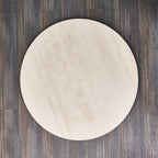 Centria Dark Walnut Solid Wood Pedestal Round Dining Table with Travertine Top - image 4