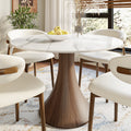 Aurelia Dark Walnut Solid Wood Pedestal Round Dining Table with Snow White Stone Top - 43.31'' W X 43.31'' D X 29.53'' H - image 0