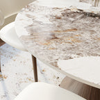 Aurelia Dark Walnut Solid Wood Pedestal Round Dining Table with Pandora Stone Top - image 2