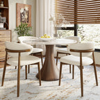 Aurelia Dark Walnut Solid Wood Pedestal Round Dining Table with Pandora Stone Top - image 4