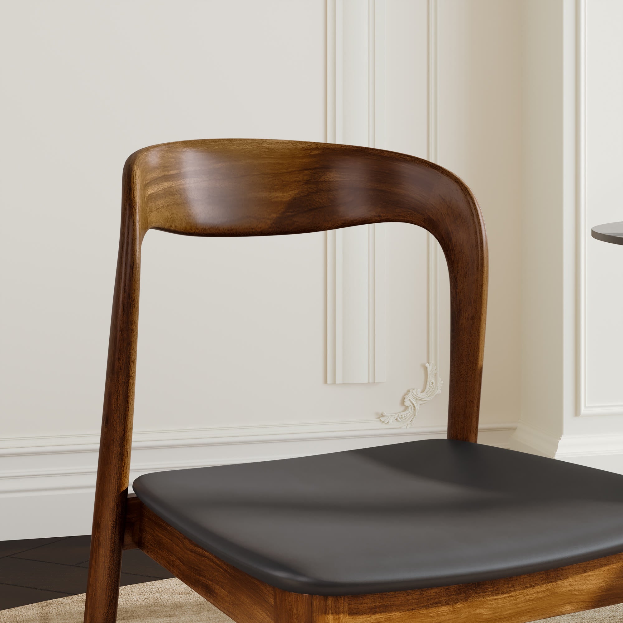 Upholstered Side Chair Black Leather Backrest Armless Dining Chairs - image 2