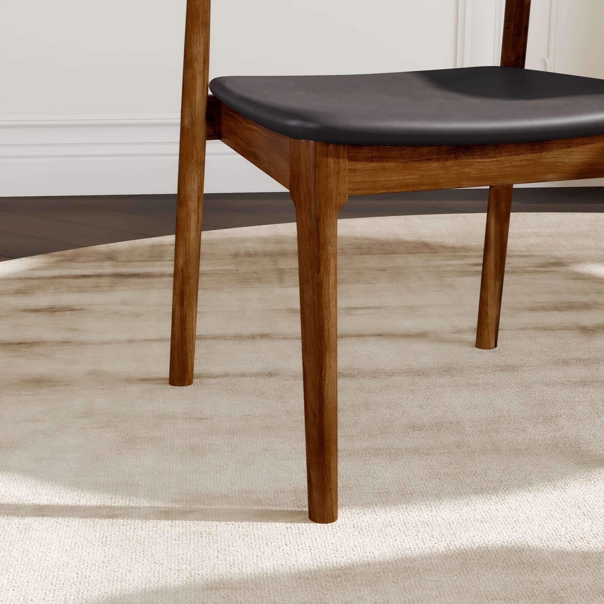 Upholstered Side Chair Black Leather Backrest Armless Dining Chairs - image 5