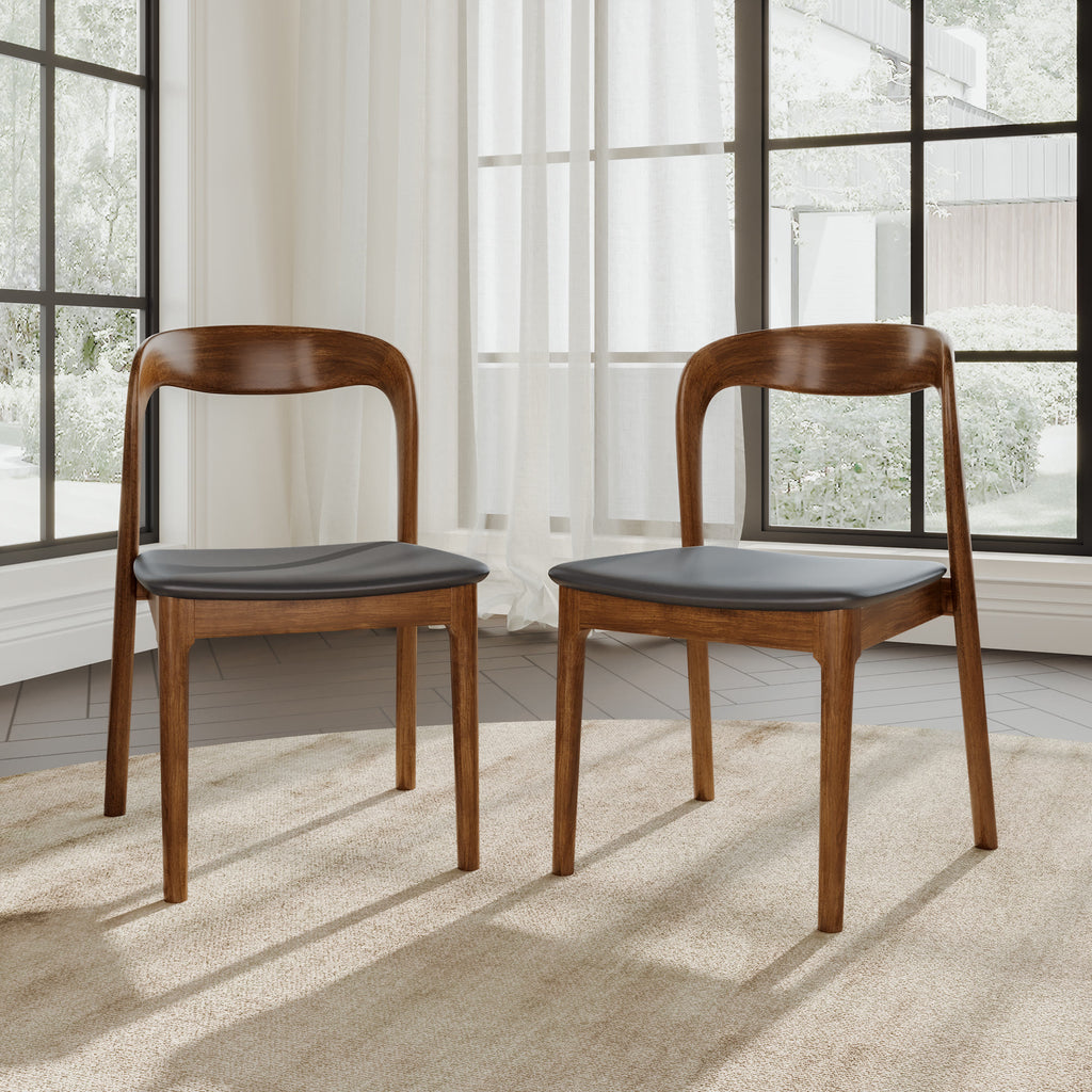 Upholstered Side Chair Black Leather Backrest Armless Dining Chairs - image 8