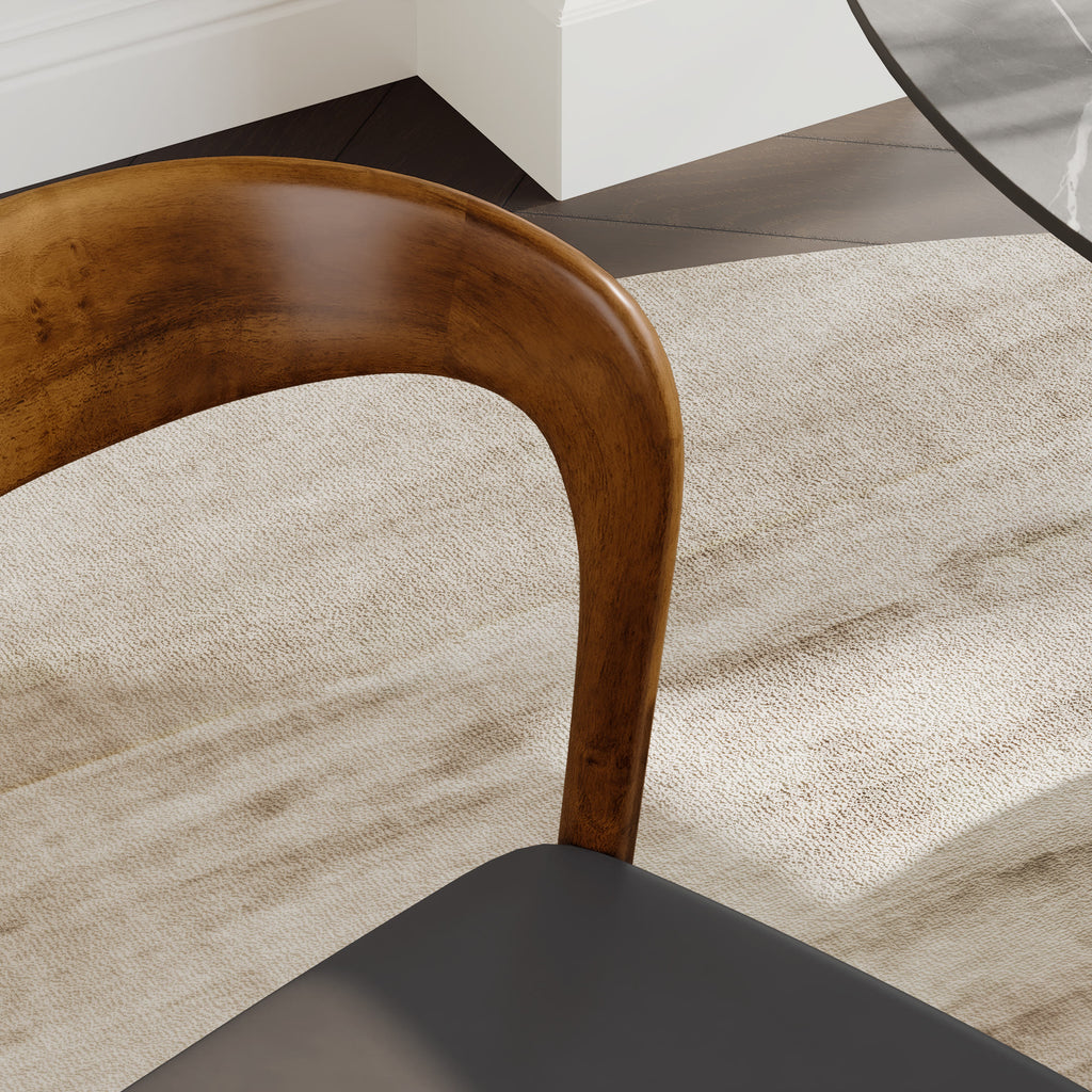 Upholstered Side Chair Black Leather Backrest Armless Dining Chairs - image 3