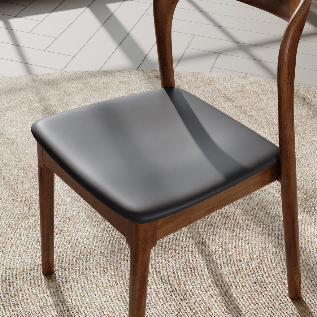 Upholstered Side Chair Black Leather Backrest Armless Dining Chairs - image 6
