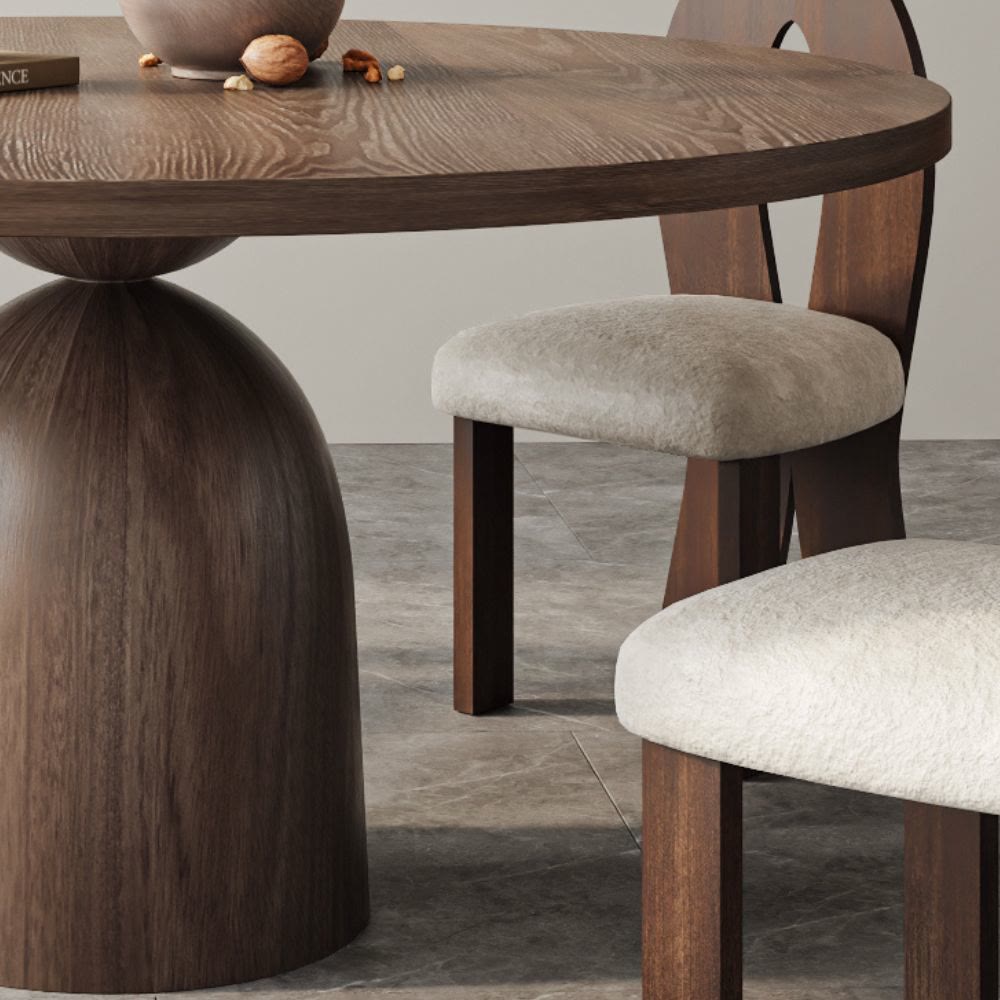 Light Gray Round Dining Table For 4/6/8 Mid Century Modern Dining Tables - image 6