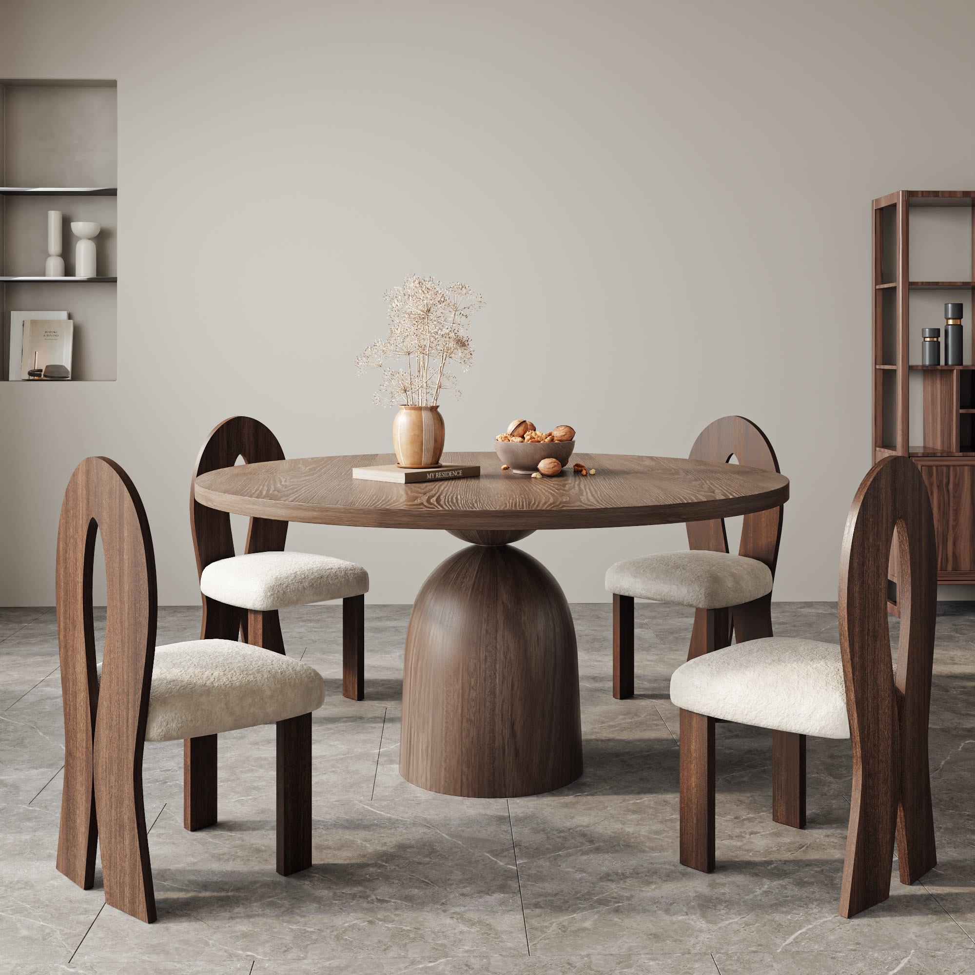 Light Gray Round Dining Table For 4/6/8 Mid Century Modern Dining Tables - image 1