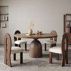 Light Gray Round Dining Table For 4/6/8 Mid Century Modern Dining Tables - image 1
