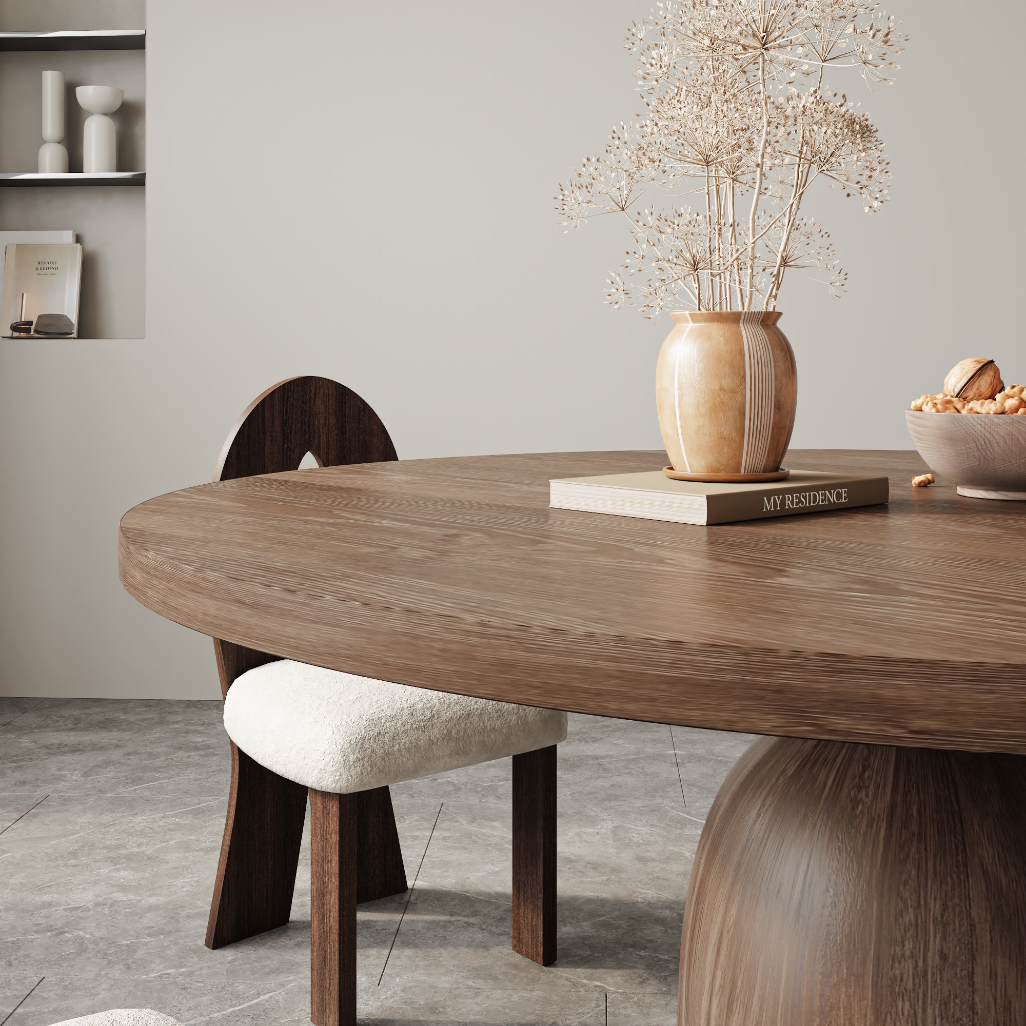 Light Gray Round Dining Table For 4/6/8 Mid Century Modern Dining Tables - image 2