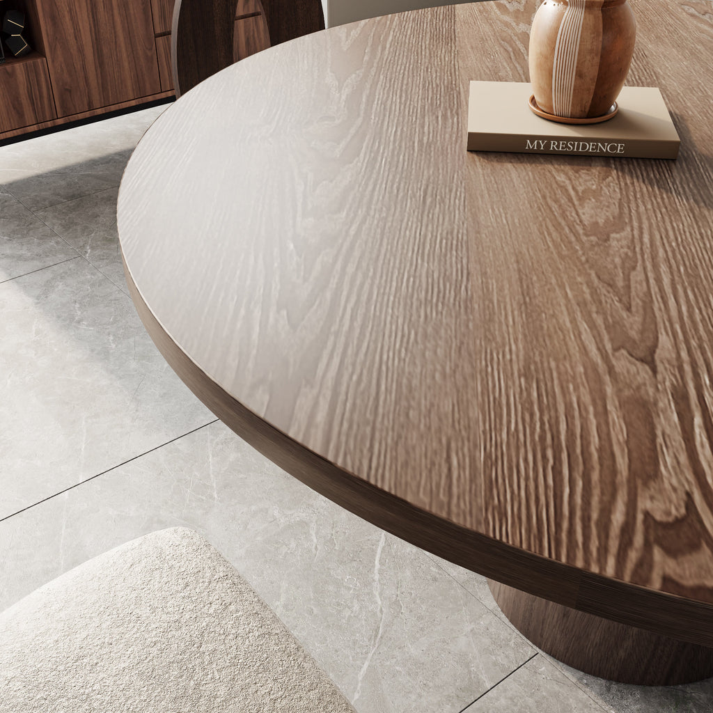 Light Gray Round Dining Table For 4/6/8 Mid Century Modern Dining Tables - image 4