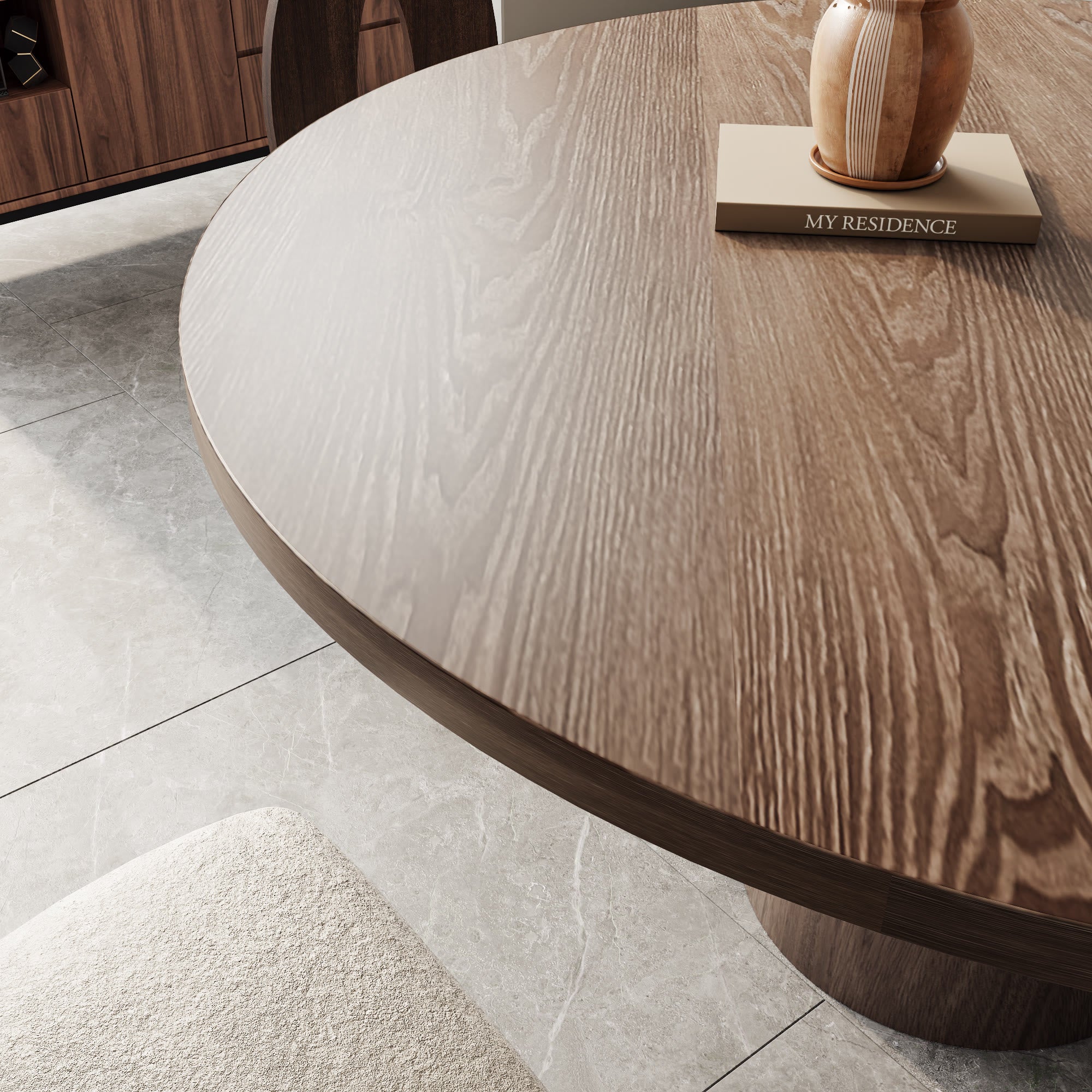 Light Gray Round Dining Table For 4/6/8 Mid Century Modern Dining Tables - image 4