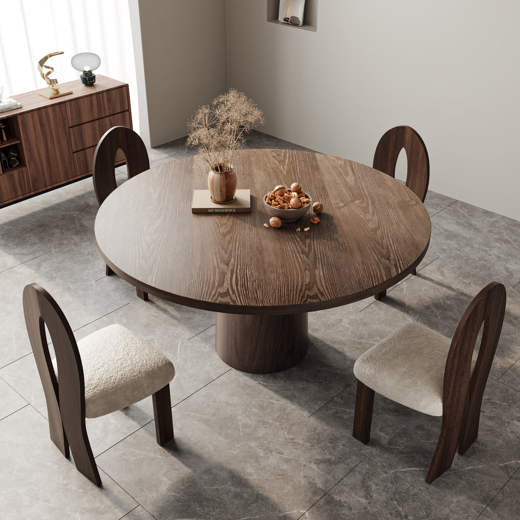 Light Gray Round Dining Table For 4/6/8 Mid Century Modern Dining Tables - image 3