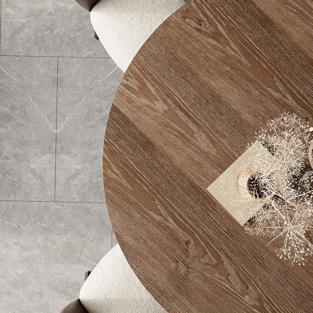 Light Gray Round Dining Table For 4/6/8 Mid Century Modern Dining Tables - image 5