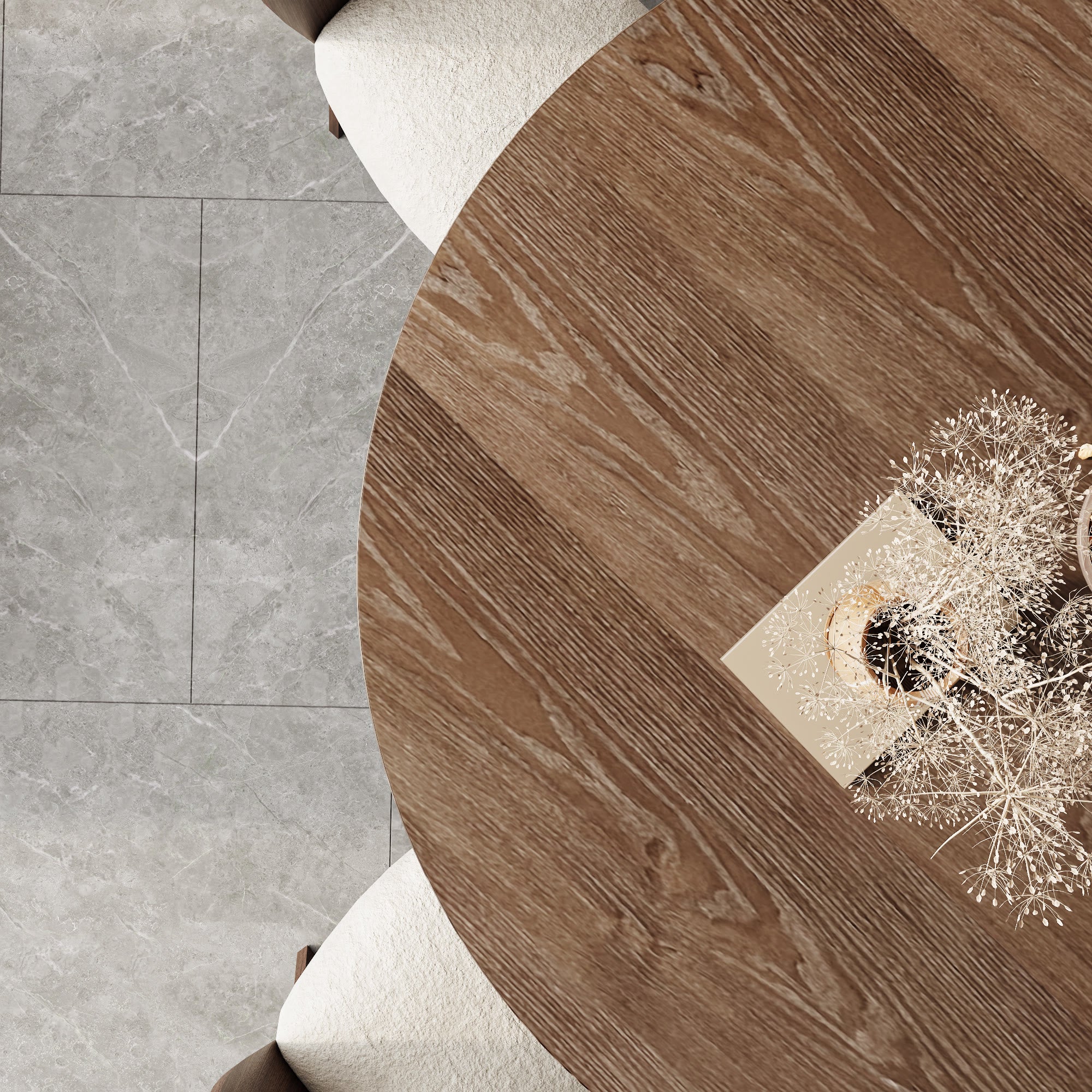 Light Gray Round Dining Table For 4/6/8 Mid Century Modern Dining Tables - image 5