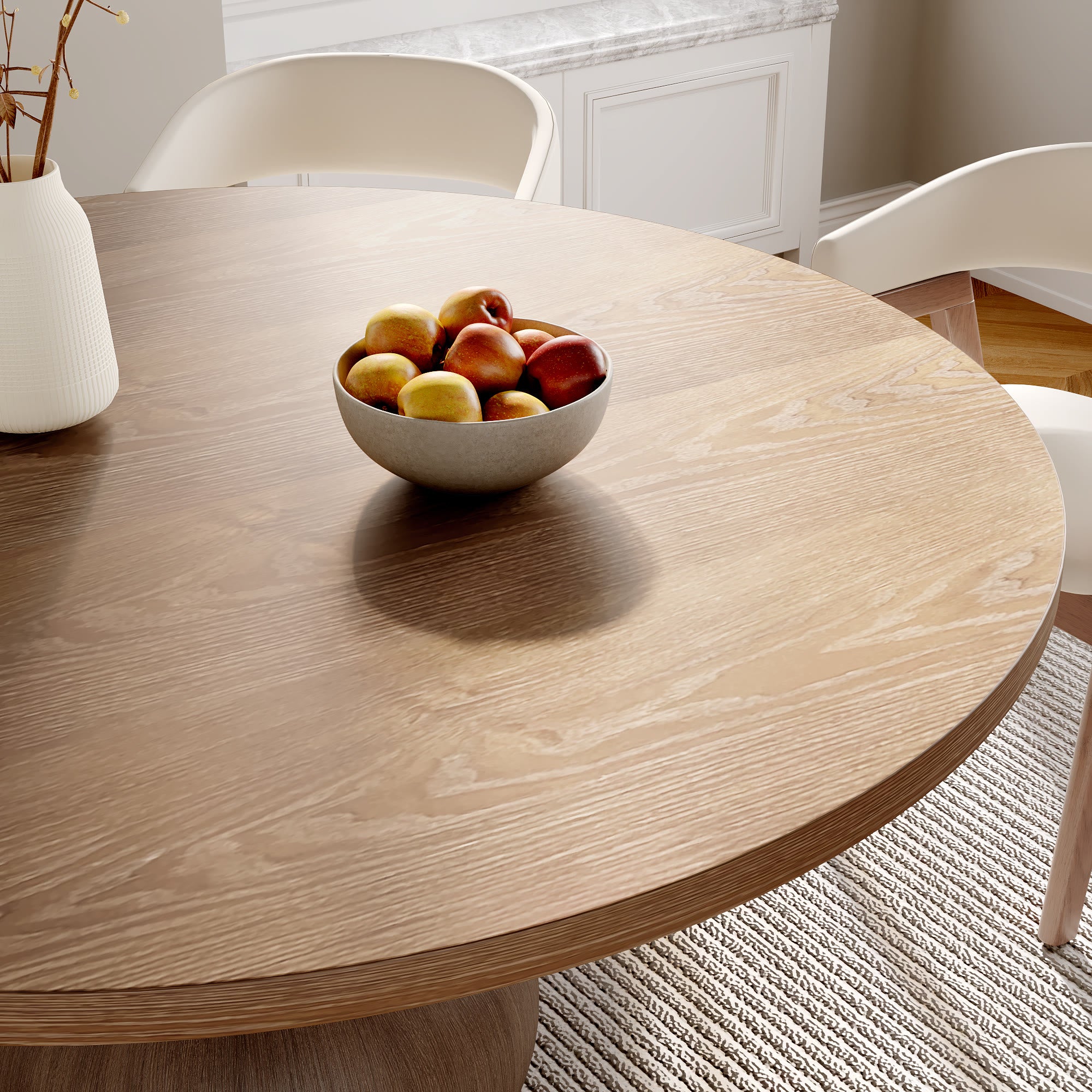 Luxury Gray Mid-Century Space-Saving Round Kitchen Table For 4/6/8 - image 4