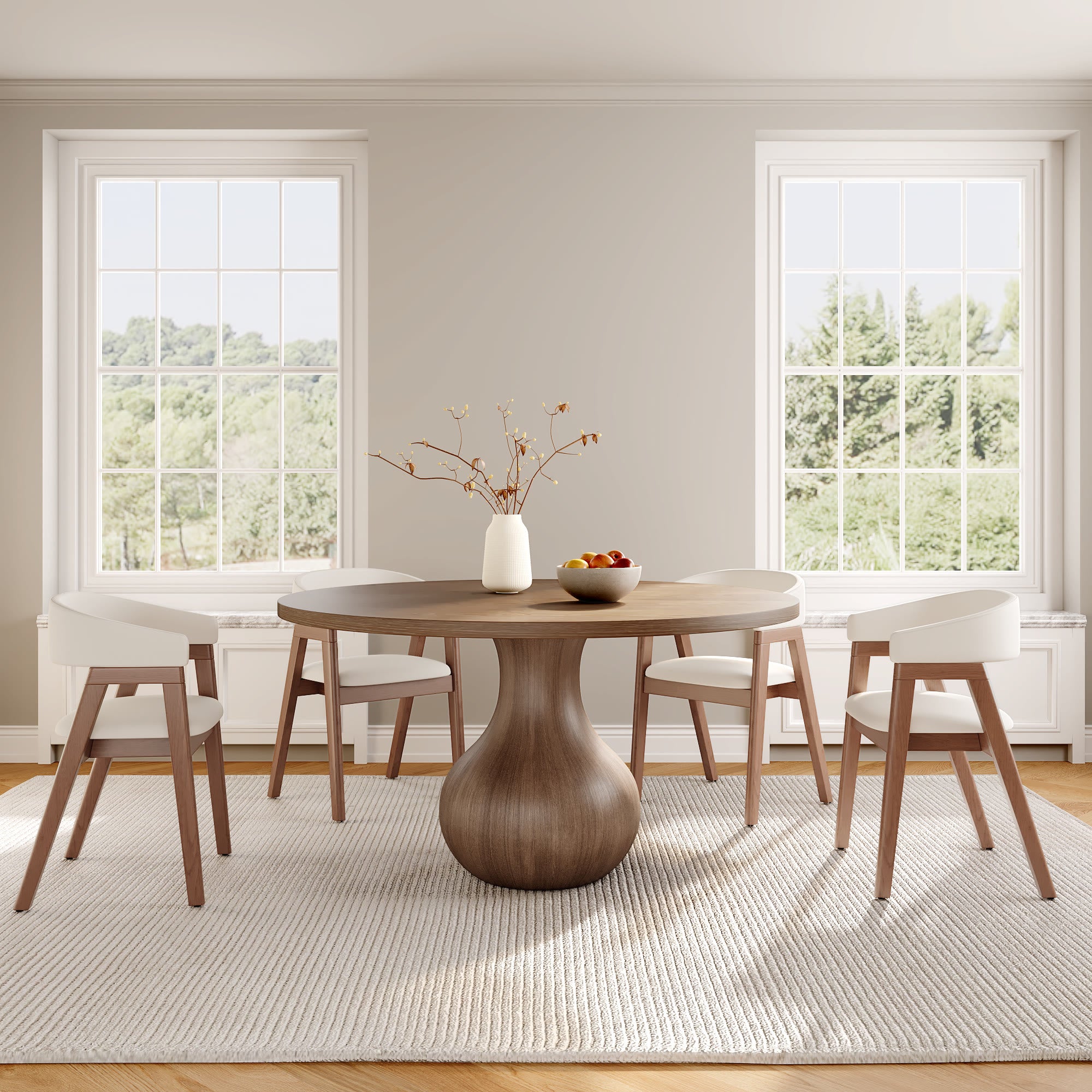 Luxury Gray Mid-Century Space-Saving Round Kitchen Table For 4/6/8 - image 5