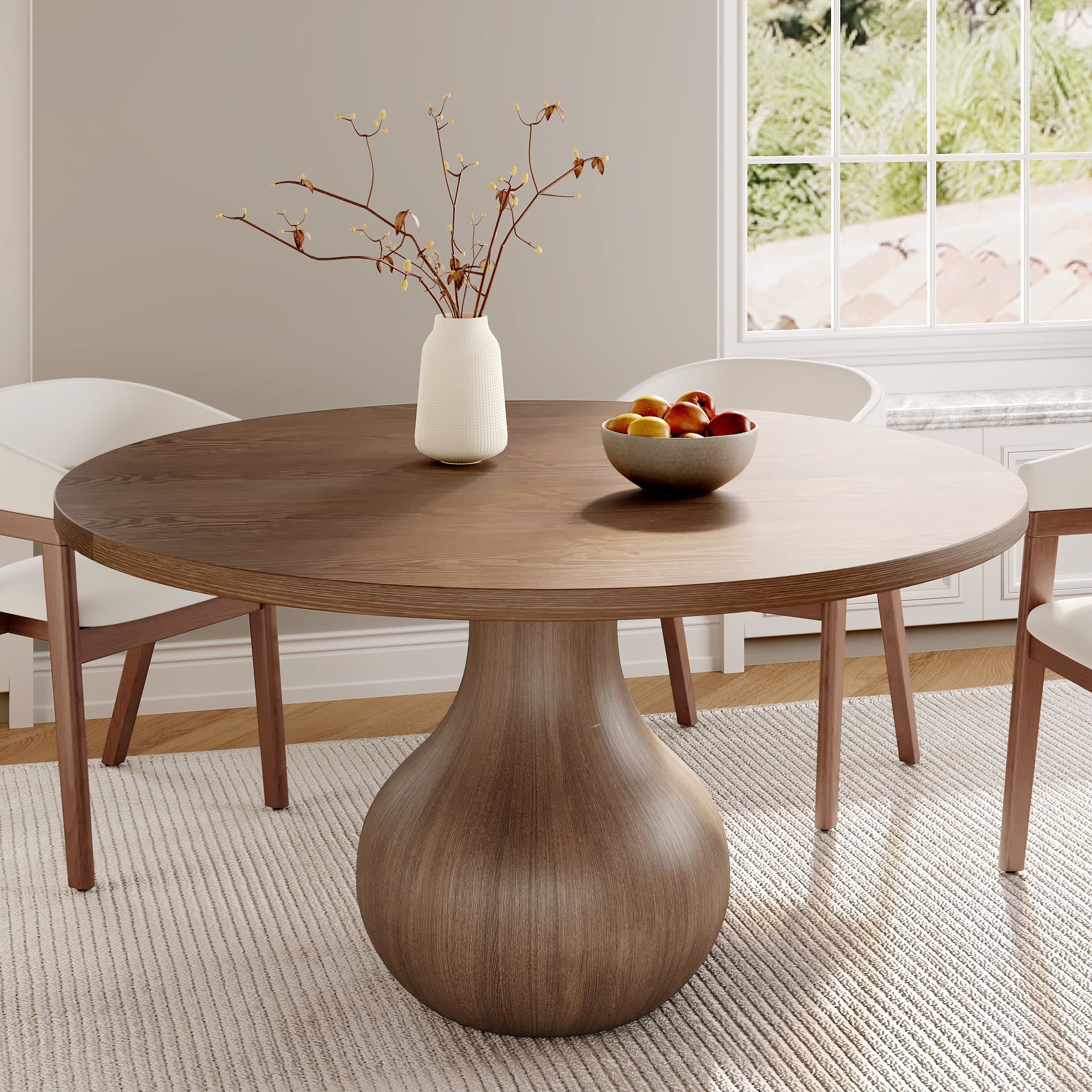 Luxury Gray Mid-Century Space-Saving Round Kitchen Table For 4/6/8 - image 3