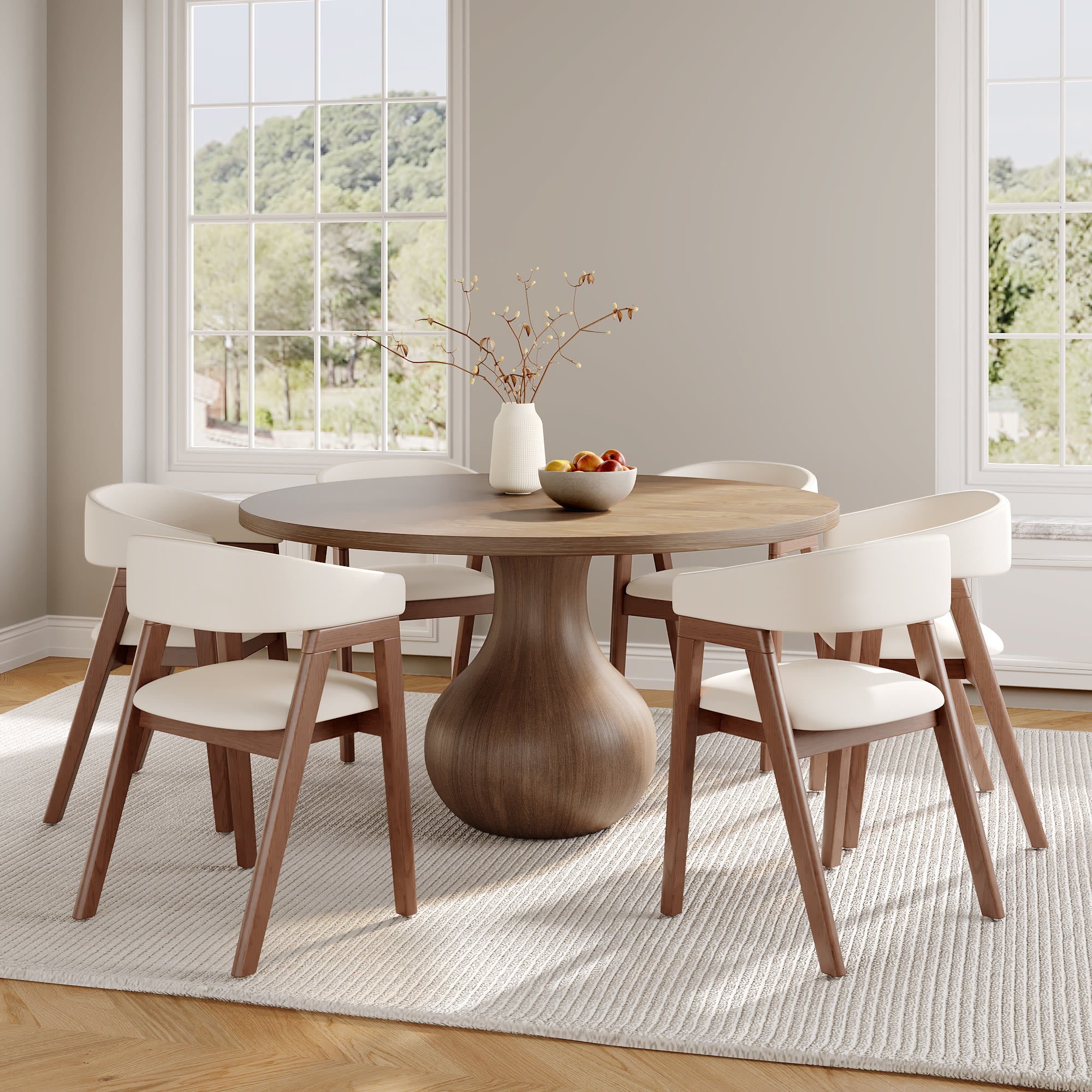Luxury Gray Mid-Century Space-Saving Round Kitchen Table For 4/6/8 - image 1
