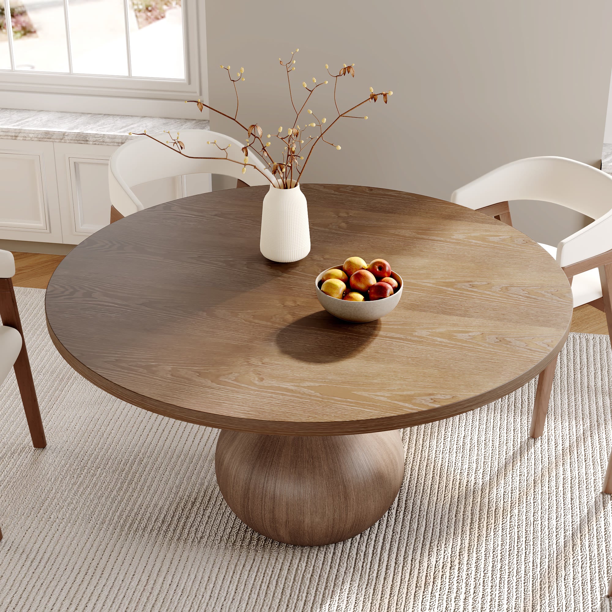 Luxury Gray Mid-Century Space-Saving Round Kitchen Table For 4/6/8 - image 2