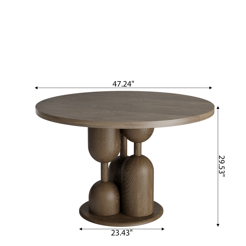 Goblet-shaped Base Round Kitchen Table For 4/6/8 - image 16