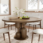 Goblet-shaped Base Round Kitchen Table For 4/6/8 - Dark Walnut - 59" Table - image 5
