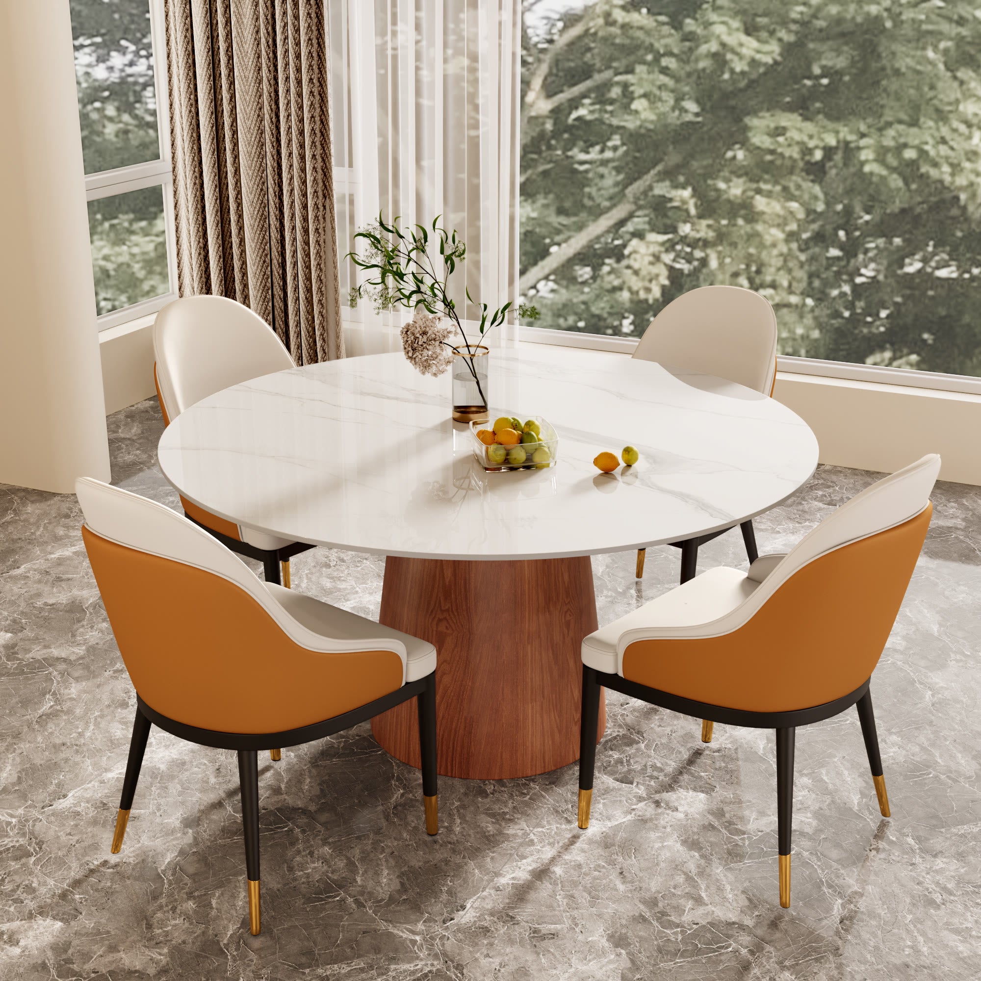 Amber Duo Back Dining Chair – Cream & Sunset Orange - image 6