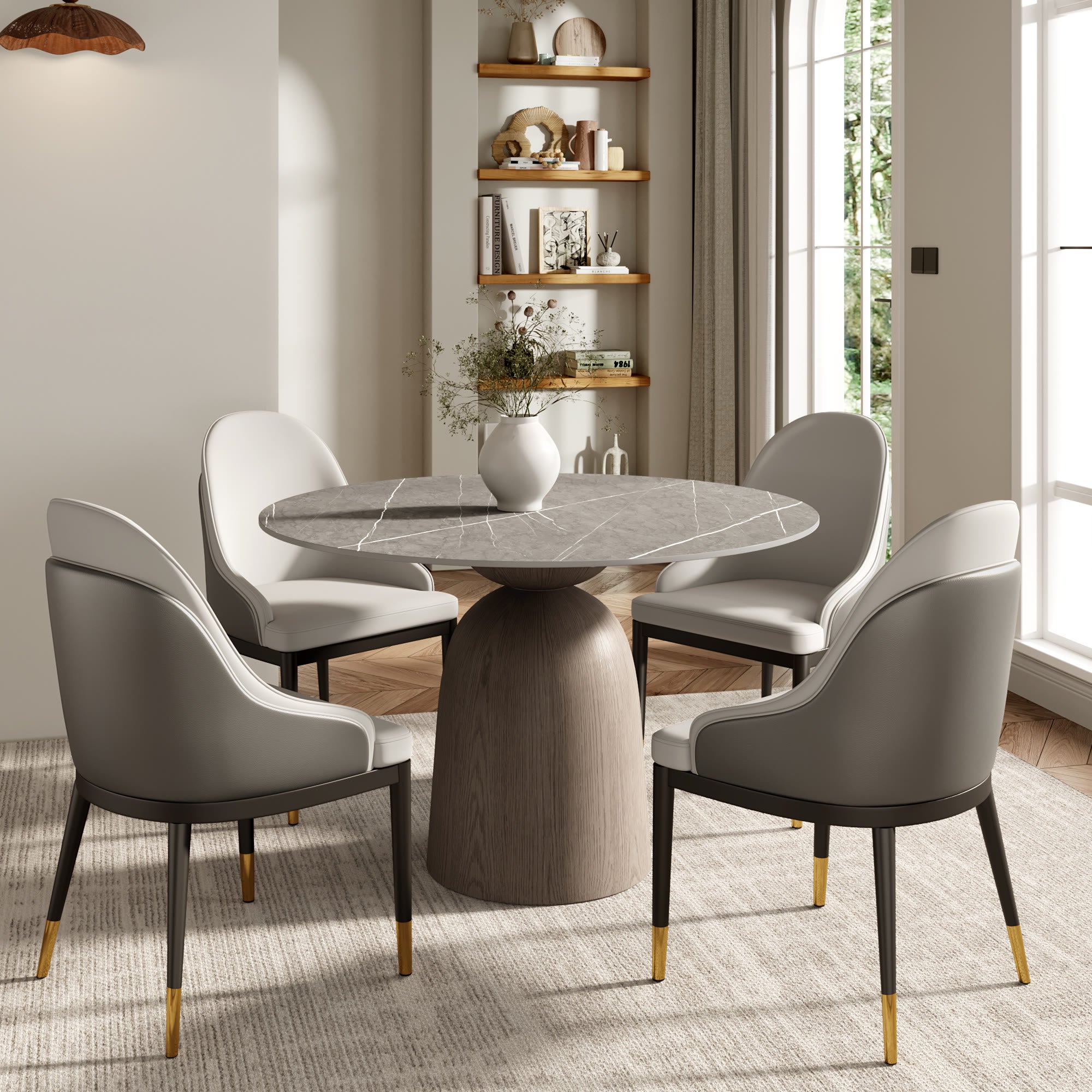 Midnight Duo Back Dining Chair – Light Grey & Deep Charcoal - image 7