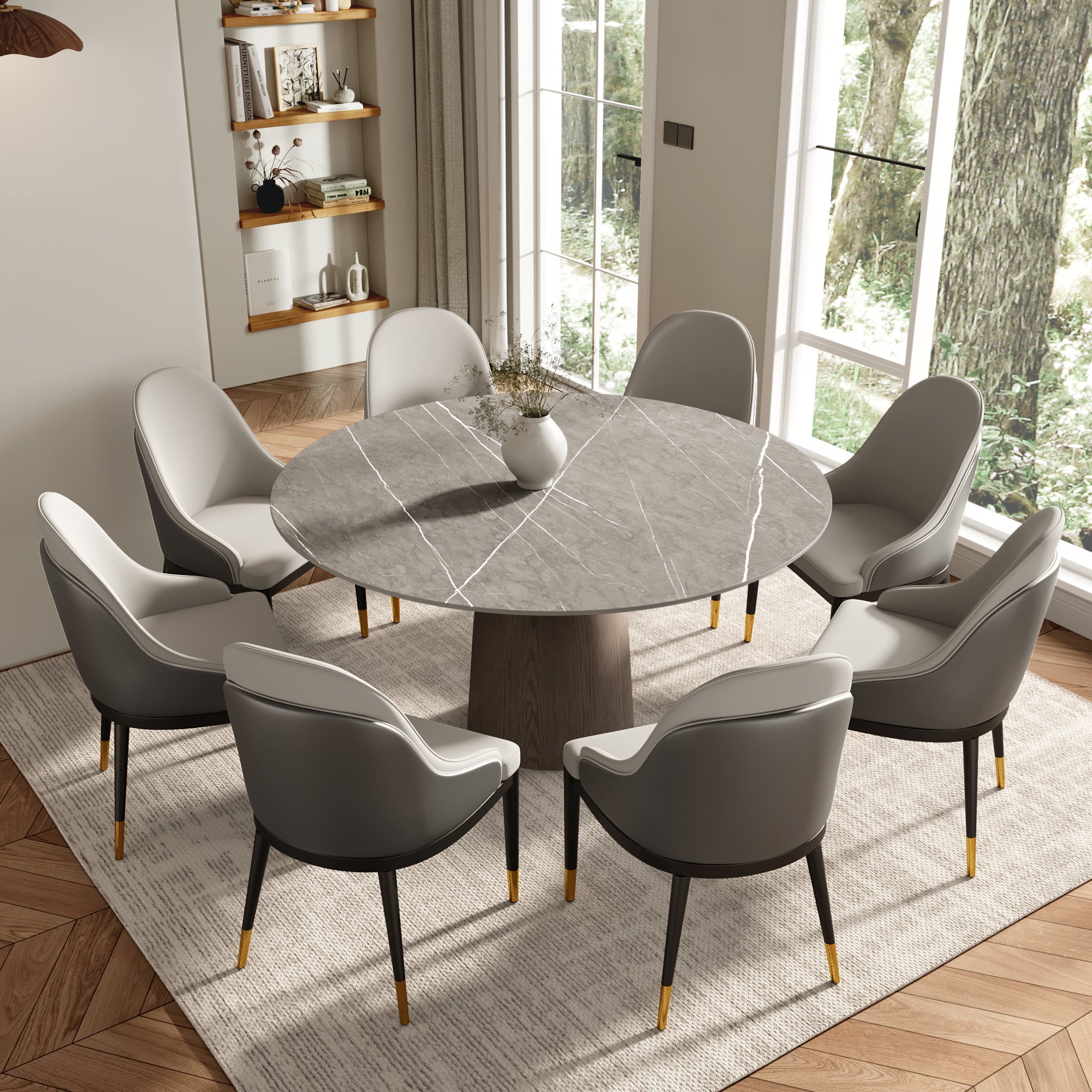 Midnight Duo Back Dining Chair – Light Grey & Deep Charcoal - image 9