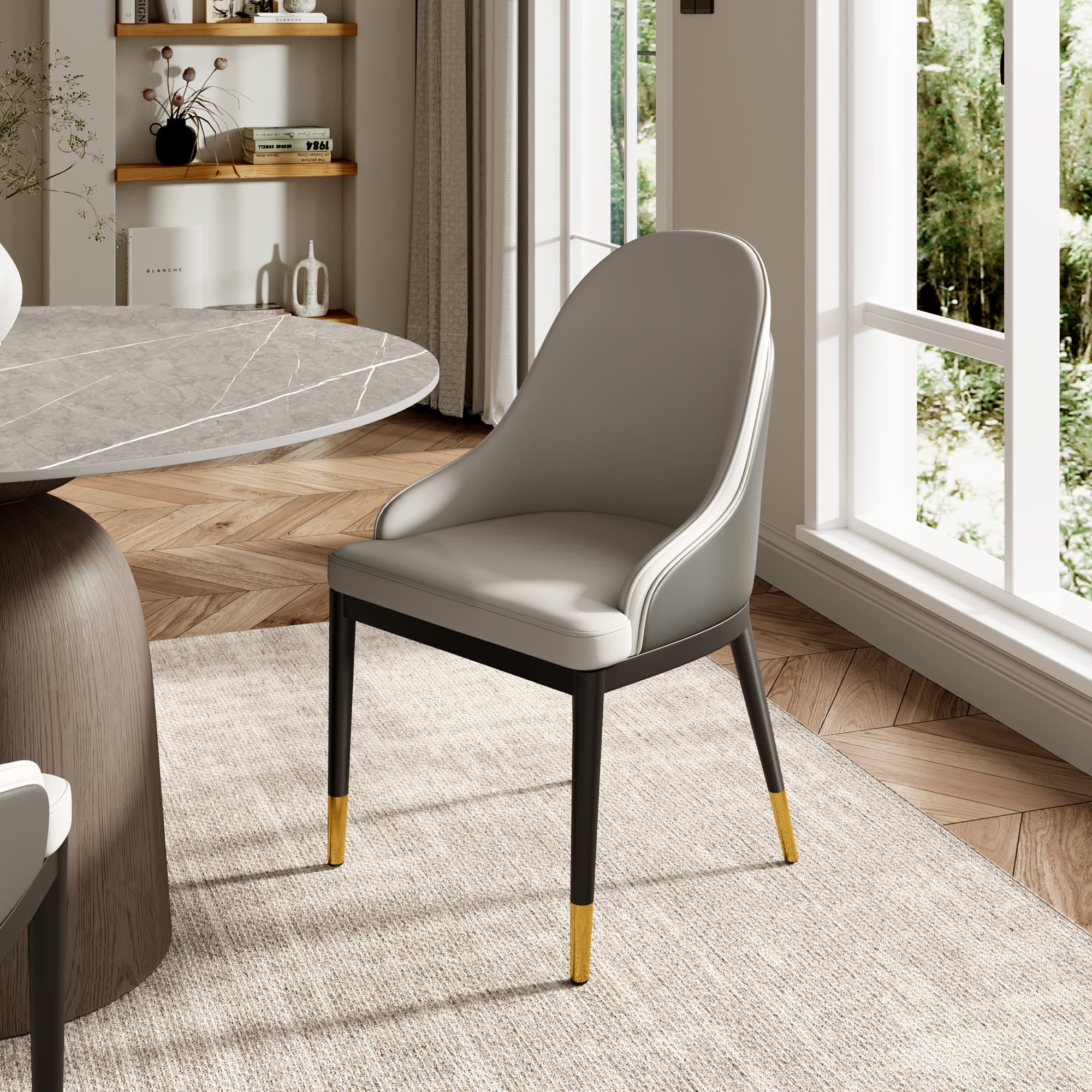 Midnight Duo Back Dining Chair – Light Grey & Deep Charcoal - image 3