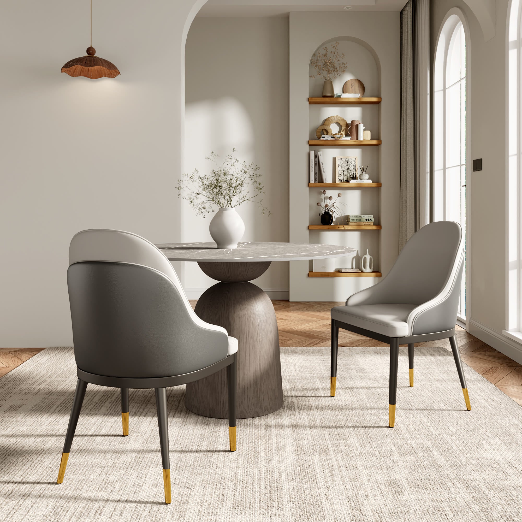 Midnight Duo Back Dining Chair – Light Grey & Deep Charcoal - image 6