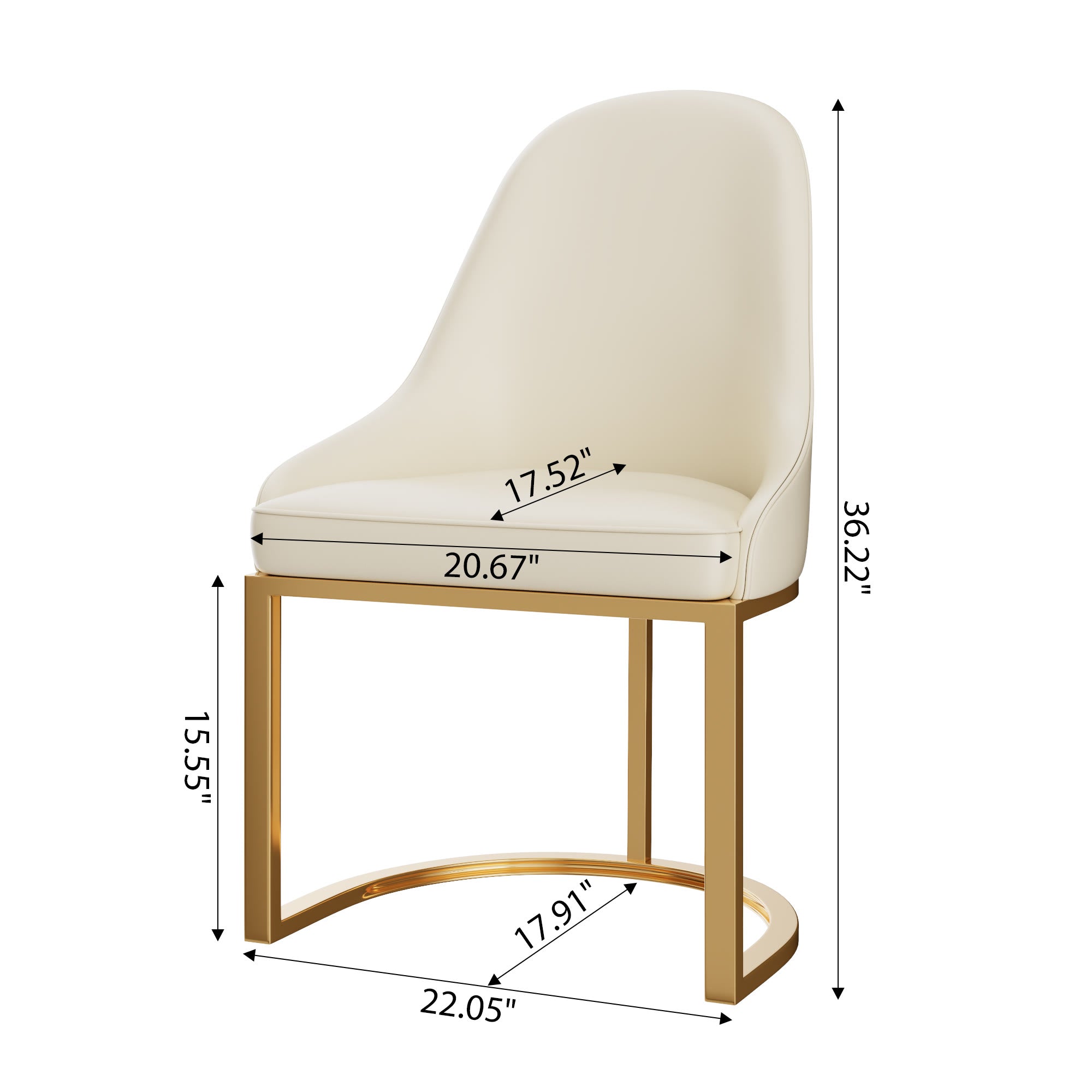Halo Arc Base Dining Chair – Cream & Gold - image 7