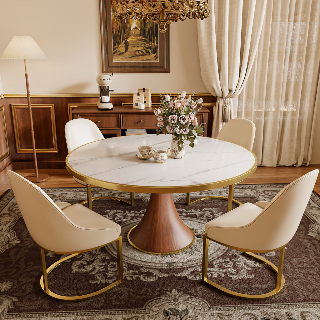 Halo Arc Base Dining Chair – Cream & Gold - image 4