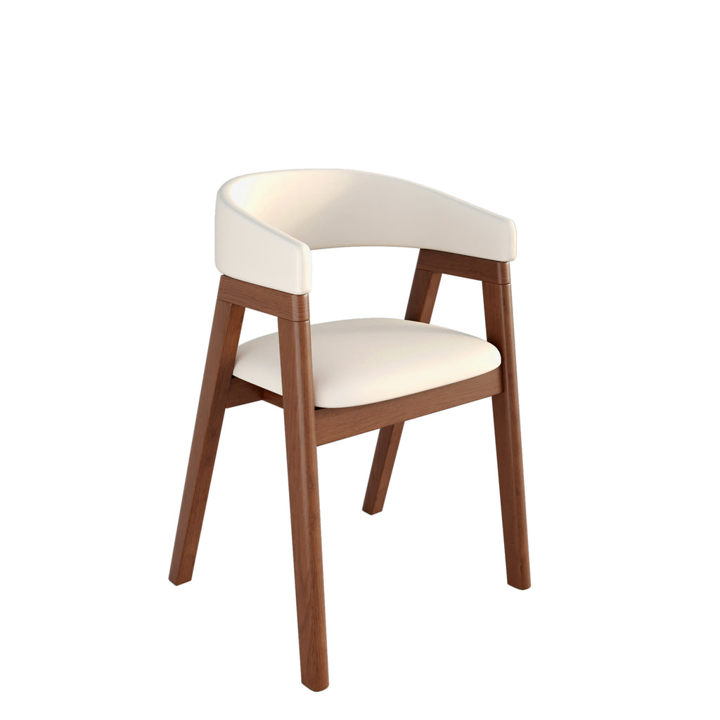 Crescent Wrap Dining Chair – Cream & Walnut - image 1