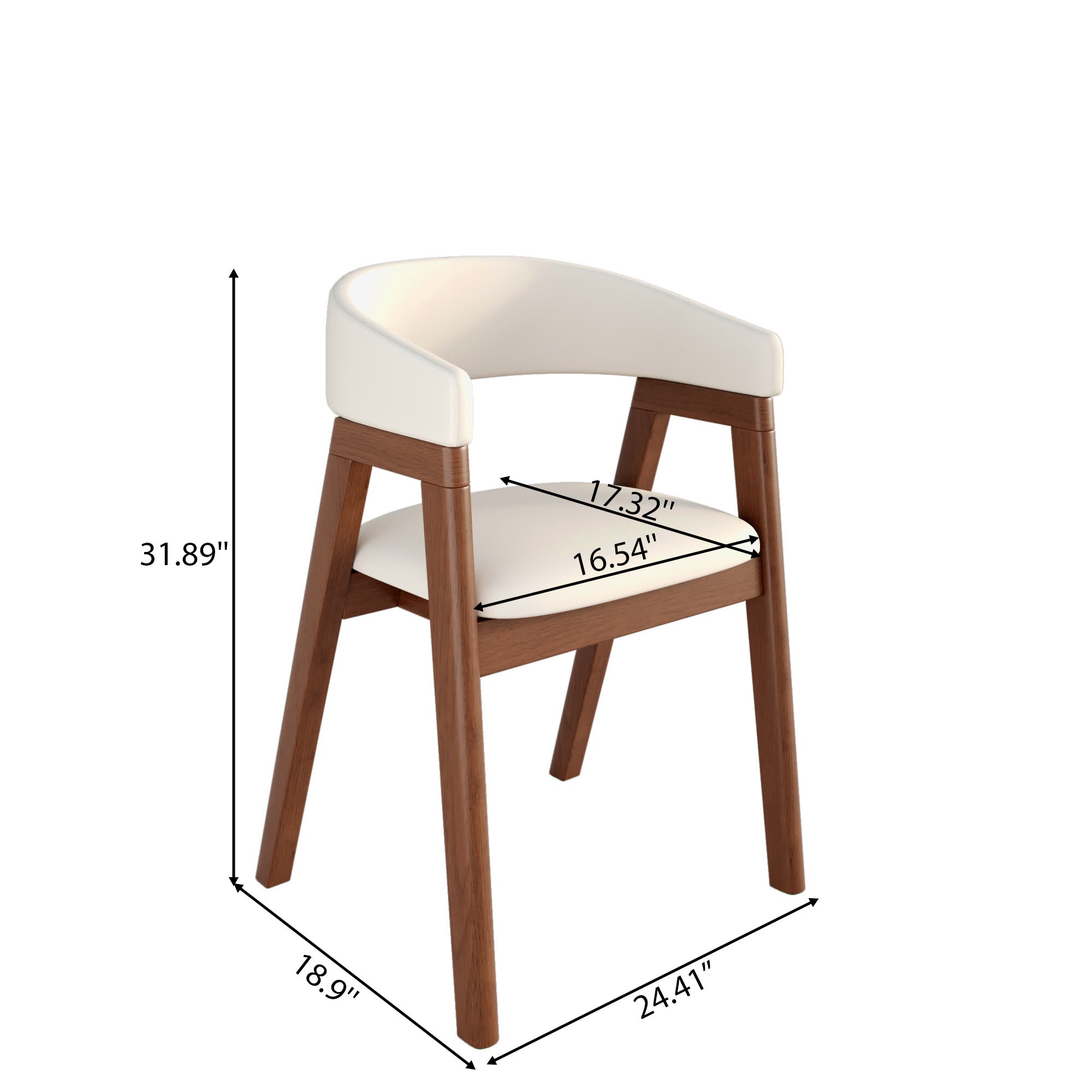 Crescent Wrap Dining Chair – Cream & Walnut - image 9