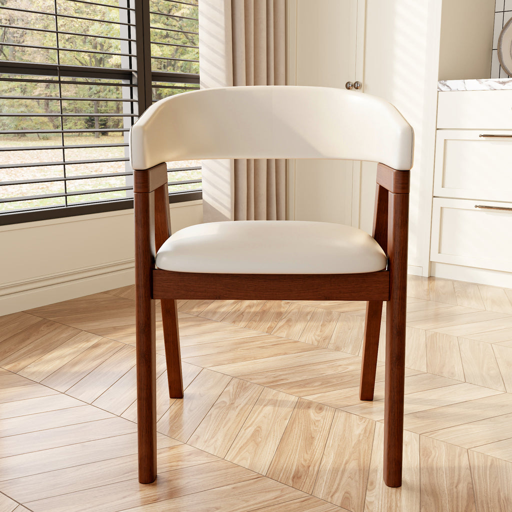 Crescent Wrap Dining Chair – Cream & Walnut - image 3