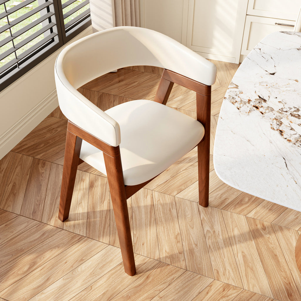 Crescent Wrap Dining Chair – Cream & Walnut - image 2