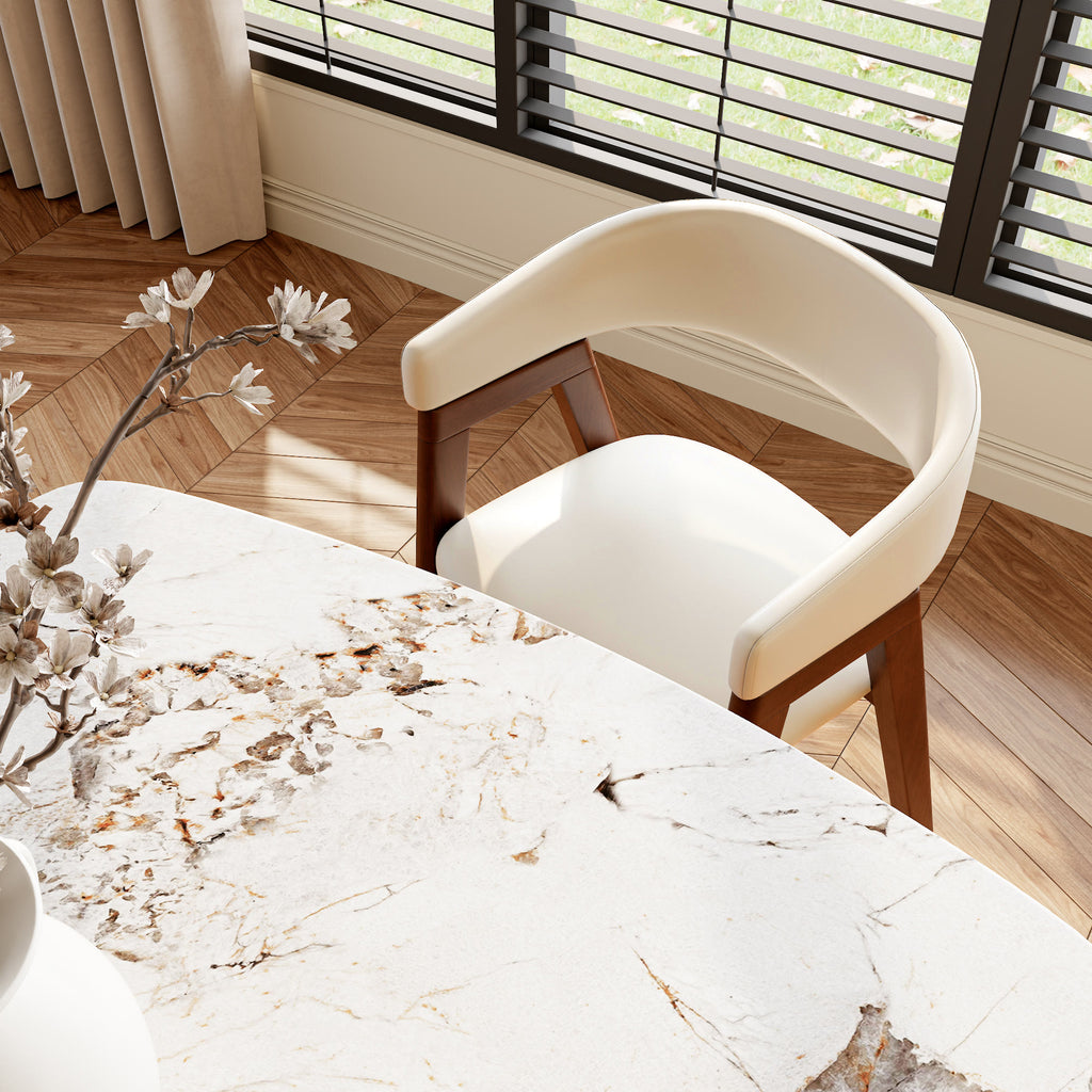 Crescent Wrap Dining Chair – Cream & Walnut - image 5