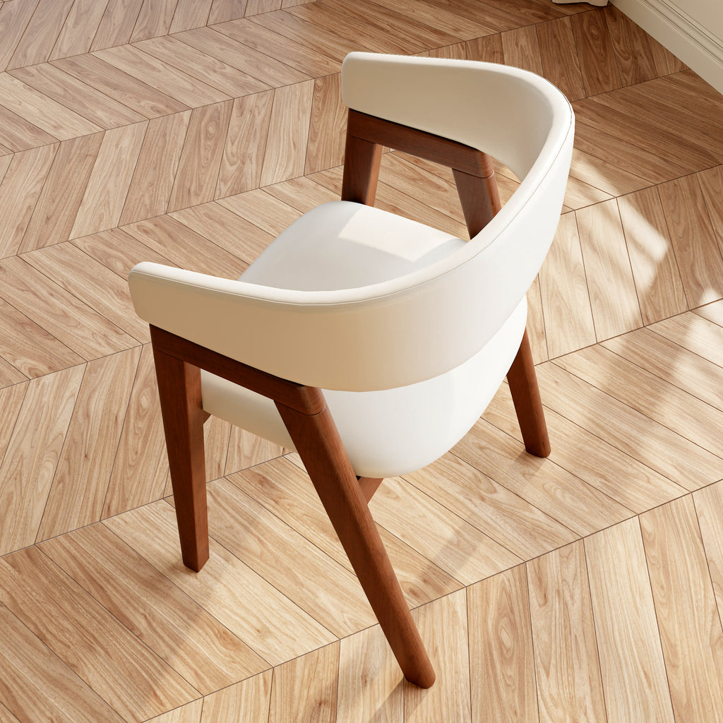Crescent Wrap Dining Chair – Cream & Walnut - image 4