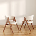 Fan Crest Dining Chair – Cream & Walnut - 2x Chairs - image 0