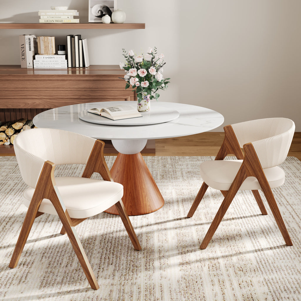 Fan Crest Dining Chair – Cream & Walnut - image 4