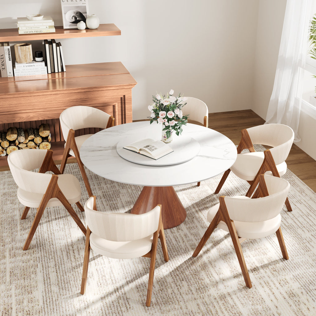 Fan Crest Dining Chair – Cream & Walnut - image 6