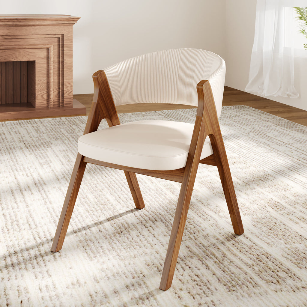 Fan Crest Dining Chair – Cream & Walnut - image 2