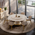 Light Luxury Round Marble Dining Table with Matching Stone Lazy Susan for Home & Small Spaces, Premium Luxury Stone - image 1