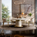 Light Luxury Round Marble Dining Table with Matching Stone Lazy Susan for Home & Small Spaces, Premium Luxury Stone - 59.06'' W X 59.06'' D X 29.53'' H - image 0