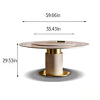 Light Luxury Round Marble Dining Table with Matching Stone Lazy Susan for Home & Small Spaces, Premium Luxury Stone - image 4