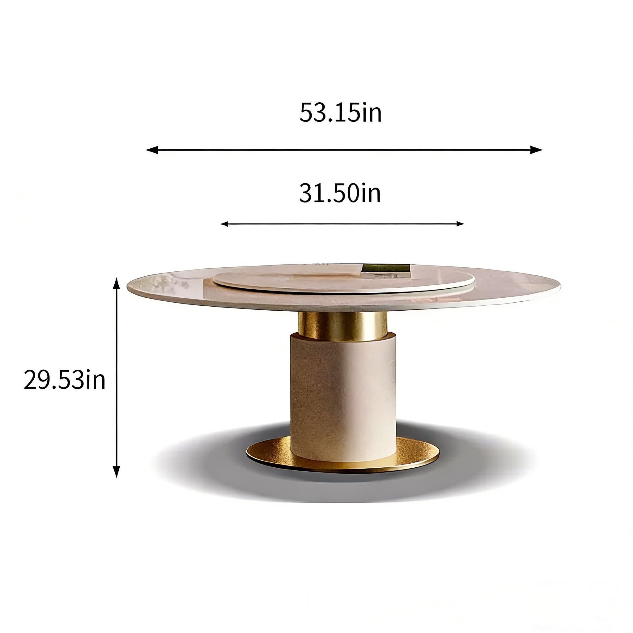 Light Luxury Round Marble Dining Table with Matching Stone Lazy Susan for Home & Small Spaces, Premium Luxury Stone - image 3