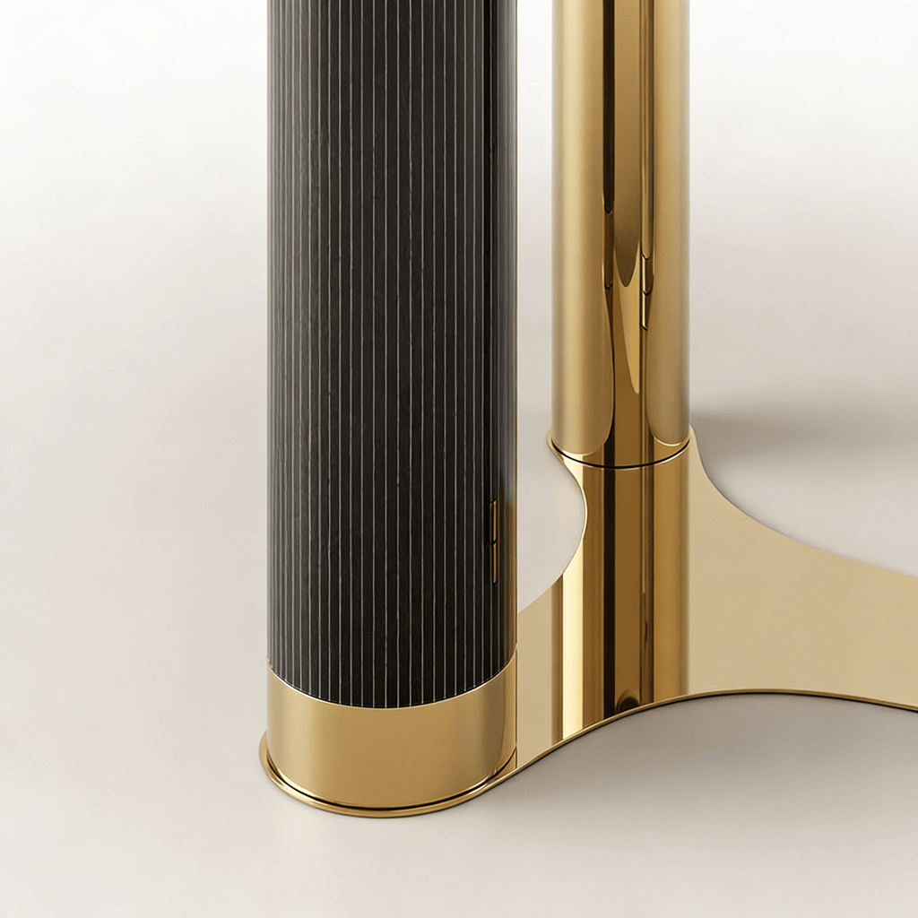 Luxury Round Natural Stone Dining Table with Triple-Pillar Base - image 7