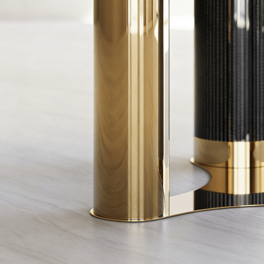 Luxury Round Natural Stone Dining Table with Triple-Pillar Base - image 9