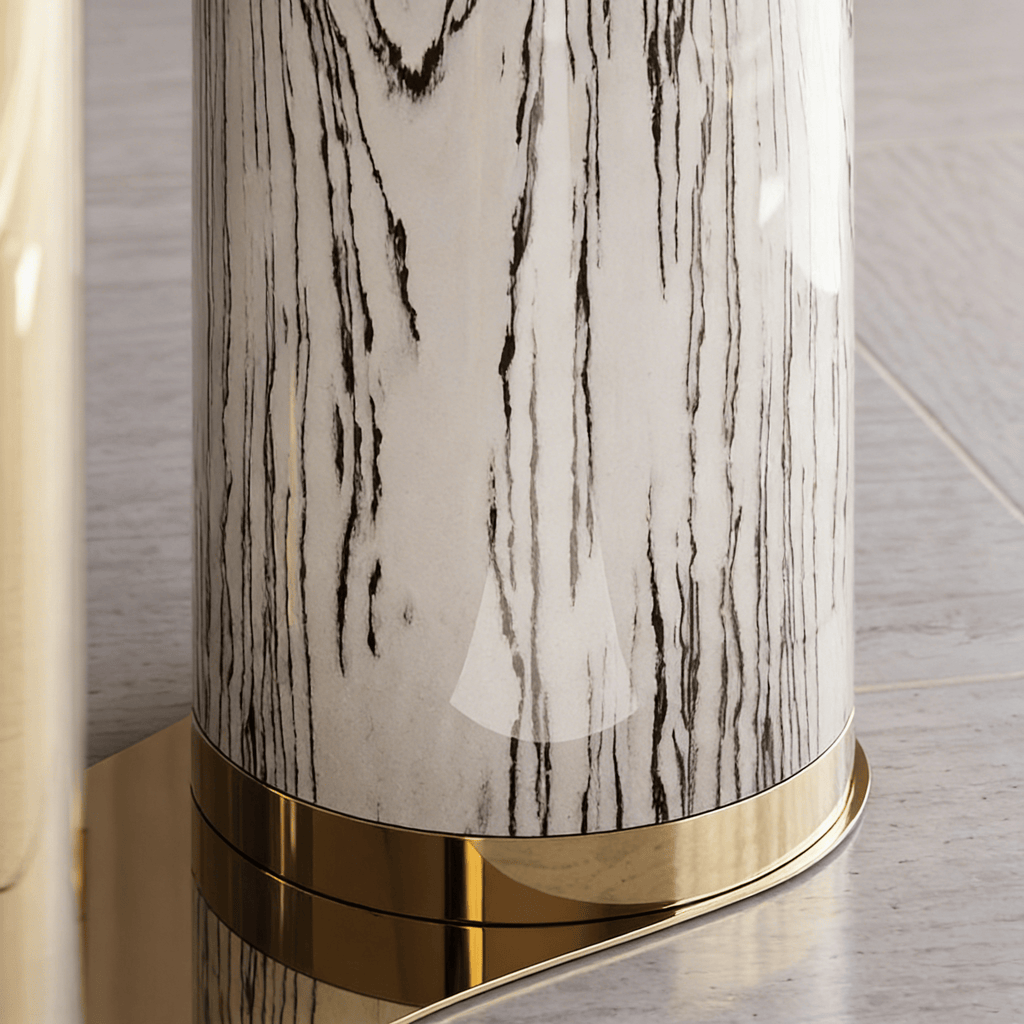 Luxury Round Natural Stone Dining Table with Triple-Pillar Base - image 8