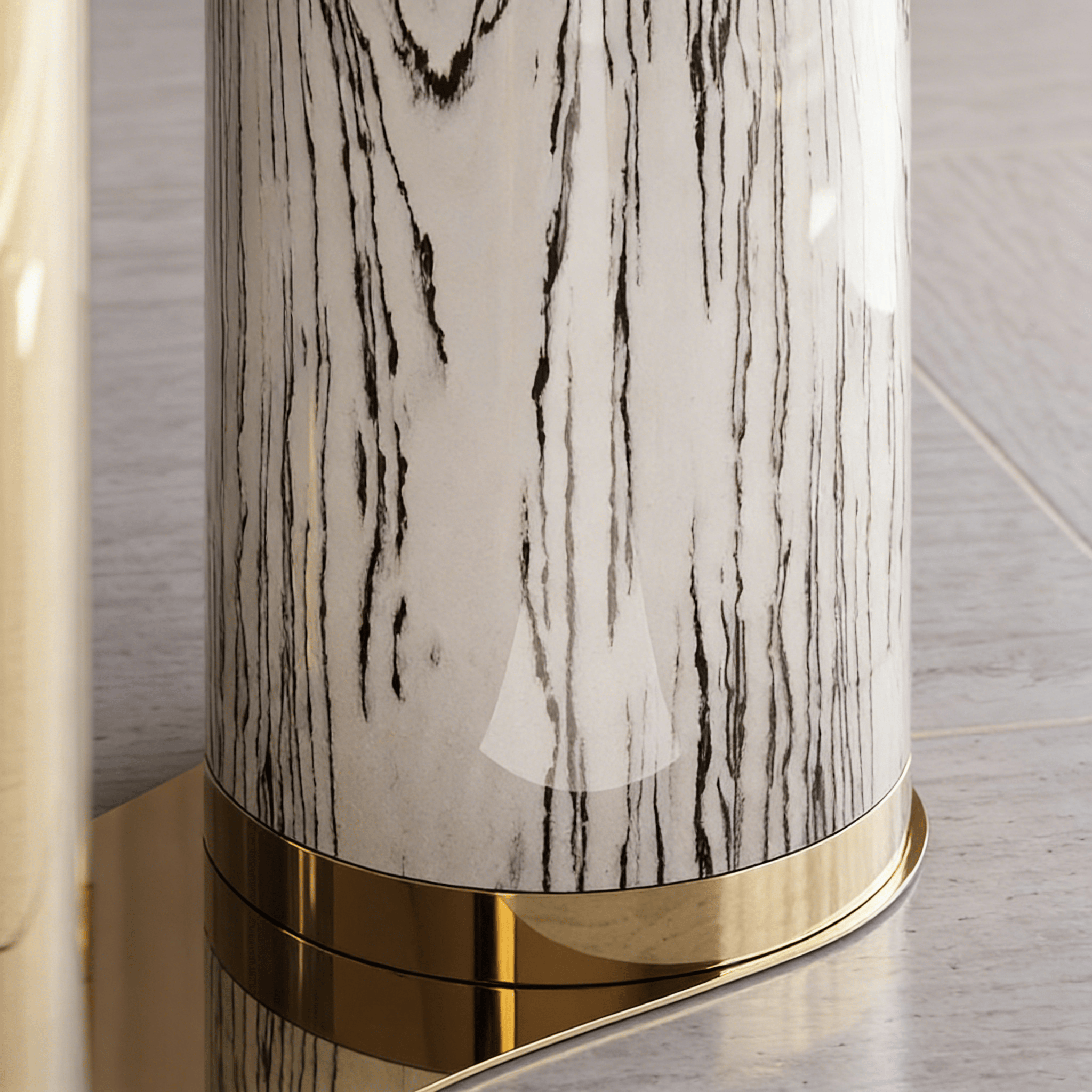 Luxury Round Natural Stone Dining Table with Triple-Pillar Base - image 8